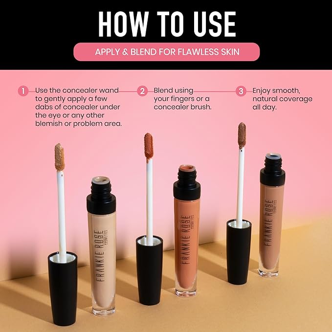 Frankie Rose Cosmetics Our Lil' Secret Concealer Sweat-Proof & Matte Under Eye Concealer, Long Lasting Full Coverage For Fine Lines, Dark Circles & Hide Imperfections - Angelic