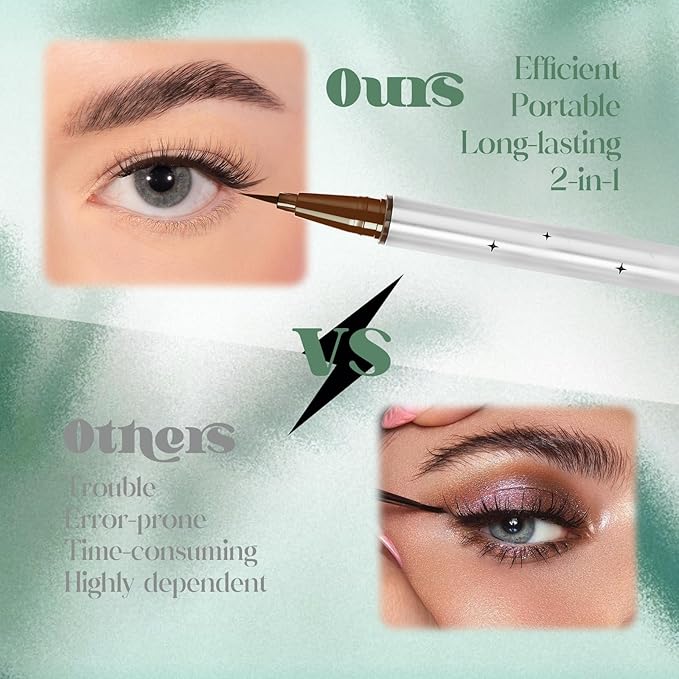 Lower Lash Stamp Bottom Eyelash Stamp with Ink Waterproof& Long Lasting 2 in 1 Kit Quick Eye Makeup Tool DIY at Home(Brown)