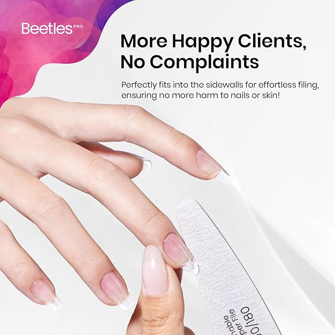 Beetles Professional Nail File 120 Pcs, Double Sided Emery Board 100/180 Grit Nail Files for Acrylic and Natural Nails, Washable Shaper Files Nail Care Tool Home Salon Manicure Gifts for Women