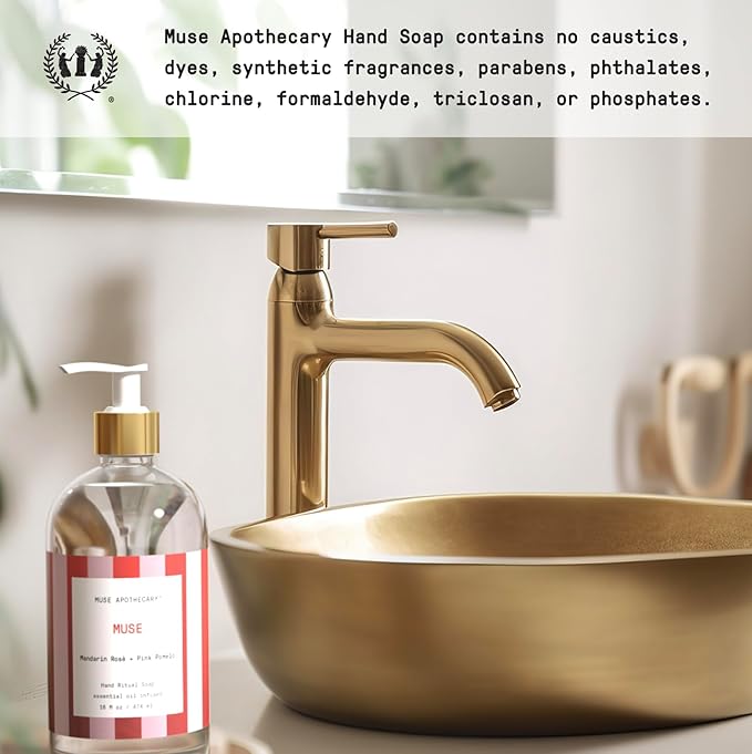 Muse Apothecary Hand Ritual - Aromatic and Nourishing Hand Soap, Infused with Natural Aromatherapy Essential Oils - Great Valentine's Day Gift - 16 oz, Mandarin Rosè + Pink Pomelo, 3 Pack