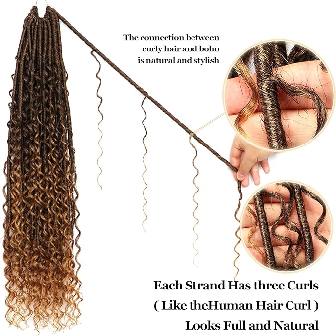 8 Packs Goddess Faux Locs Crochet Hair-24 Inch Boho Soft Locs Crochet Hair for Black Women (T27, 24 Inch(Pack of 8))