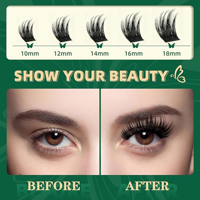 Lash Clusters 120pcs Eyelash Clusters 10-18mix D Curl Cluster Lashes Thick Super Soft Wispy DIY Eyelash Extension at Home(PC02-D-10-18MIX)