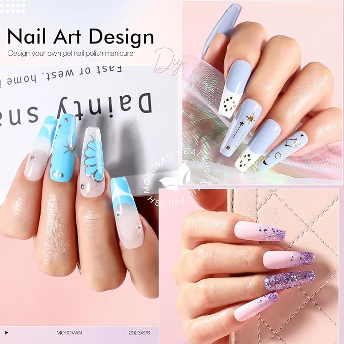 Morovan Gel Nail Polish Set: All in One Gel Nail Polish Kit with UV Light Quick Cure Polish, DIY at Home, Nail Manicure Tools