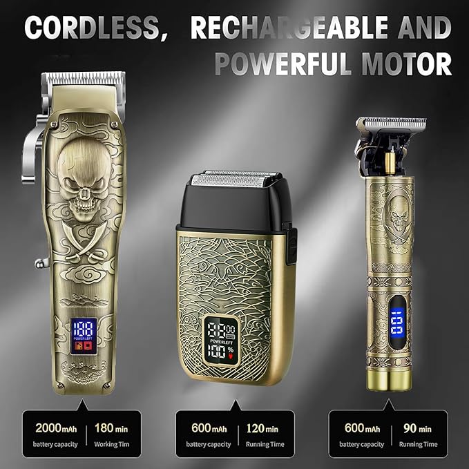 Roziapro Professional Hair Clippers - Cordless Hair Trimmer Set with Rechargeable Nose Hair Trimmer & Electric Shavers, Gifts for Men (Bronze)