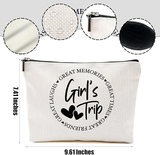 5Pcs Girls Trip Gifts Favors, 2025 Girls Weekend Gifts Makeup Bag, Bestie Gifts Weekend Bag Travel Gifts Vacation Cosmetic Bag, Friendship Gifts for Women Friend, Graduation Wedding Gifts Toiletry Bag