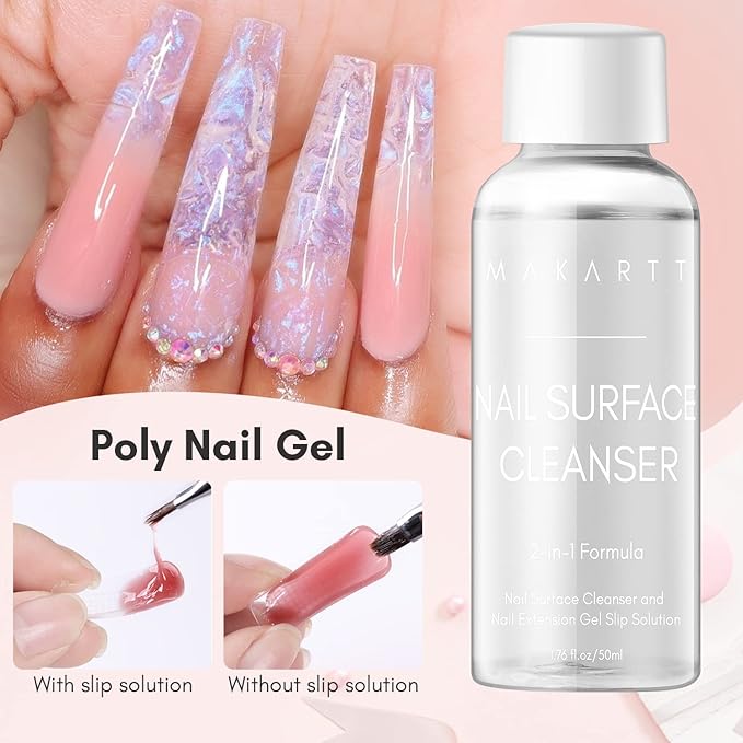 Makartt Poly Nail Gel Kit with UV LED Lamp: Clear Pink Neutral Colors, Multifunctional Builder for Extension strengthener, with Slip Solution, Dual Forms, Base Top Coat, Brush All in One Starter Set