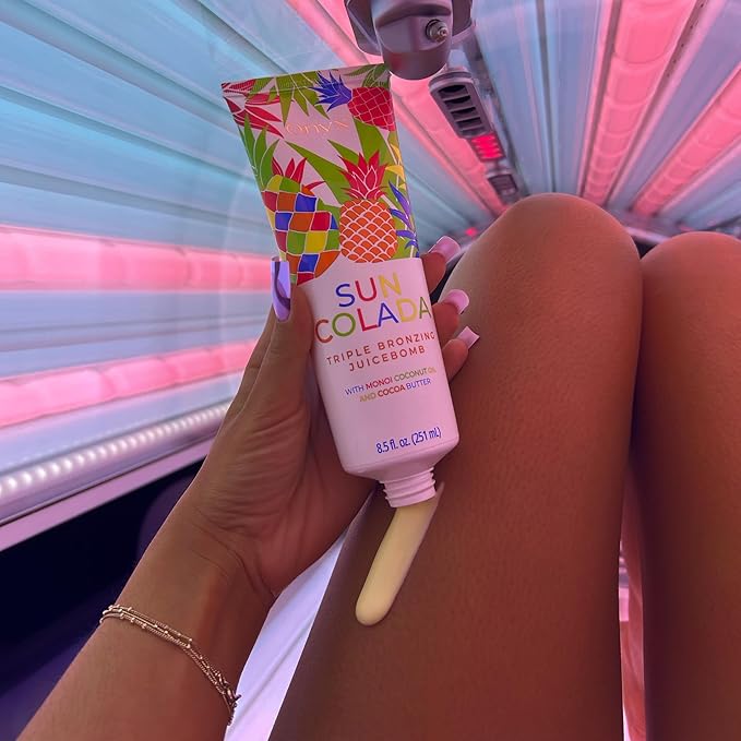 Onyx Suncolada Triple Bronzing Pineapple Tanning Bed Lotion - Indoor & Outdoor Bronzing with Natural Fruit Extracts, Hydrating, Moisturizing, Anti-Aging, Indoor Tanning Lotion with Bronzer