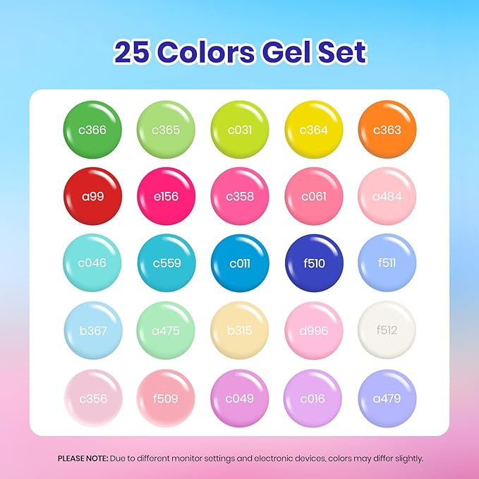 Beetles Summer Gel Nail Polish Set 25 Colors Pastel Jelly Neon Gel Polish Rustic Sonata with Base Coat Glossy & Matte Top Coat White Blue Pink Orange DIY Salon Nail Manicure Kit Pink Gifts for Women