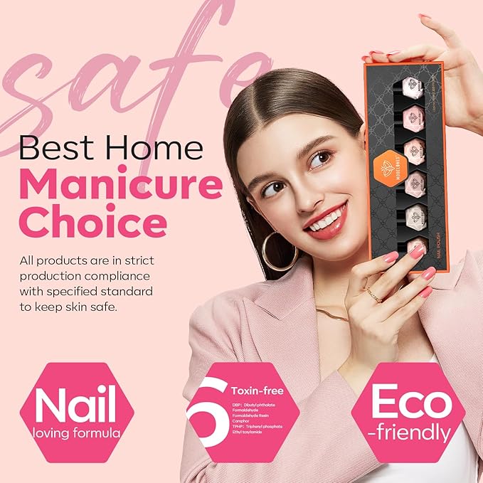 modelones Gel Nail Polish Kit -6 Colors Summer Pink Green White Black Gel Polish Set Soak Off Gel Nail Kit Manicure DIY Nail Art Salon Home Gift