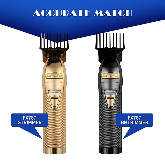 8 Pcs Trimmer Guards Fits for BaBylissPRO Barberology FX787 & FX726 Trimmer, Replacement Guards Set with Metal Spring Clip - From 1/32-5/4 inch