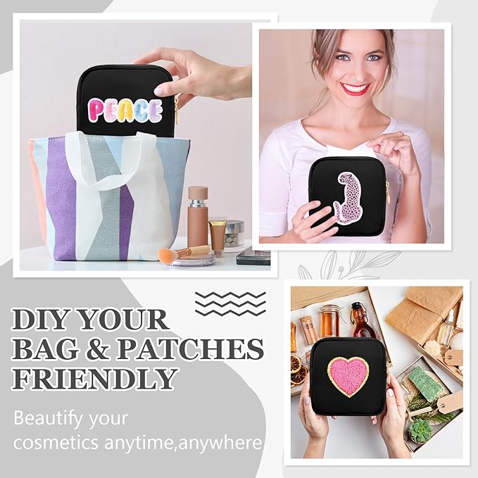 16 Pcs Mini Makeup Bags Bulk Nylon Cosmetic Bags Pouch for Purse Travel Bag Pouch Toiletry Organizer Pouches Bag for Women, Small Zipper Pouch Preppy Coin Purse for Custom Valentines Gifts