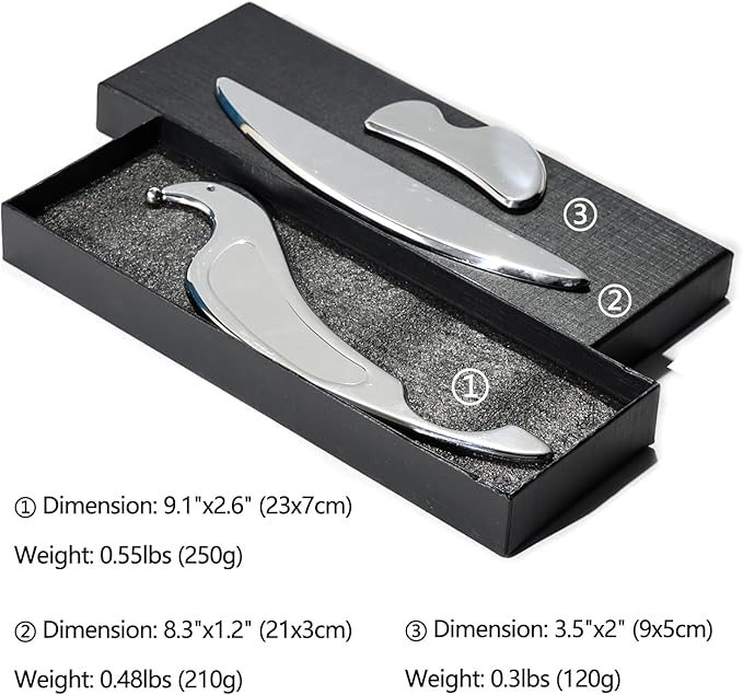 Scar Tissue Scraper Massage Tool Scar Massage Tools IASTM for Physical Therapy & Plantar Fasciitis with 3 Pieces (Set L)