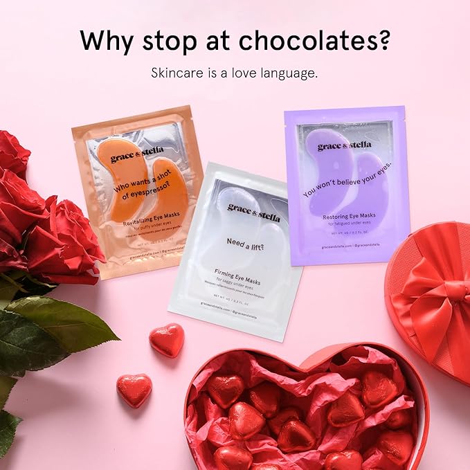 grace & stella Under Eye Patches with Peptides & Rice Extract - Firming Eye Masks for Dark Circles and Puffiness - Iridescent Eye Mask Patches for Firmer-Looking Skin - Vegan, Cruelty-Free, 24 Pairs