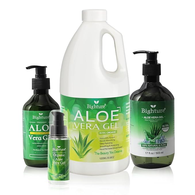 Aloe Vera Gel, Aloe Vera Gel Extracted from Freshly Cut Pure Aloe Leaves, Skin Care for Deeply & Rapidly Soothing, Firming, After Shave, Sunburn Relieve, etc (Travel Pack)