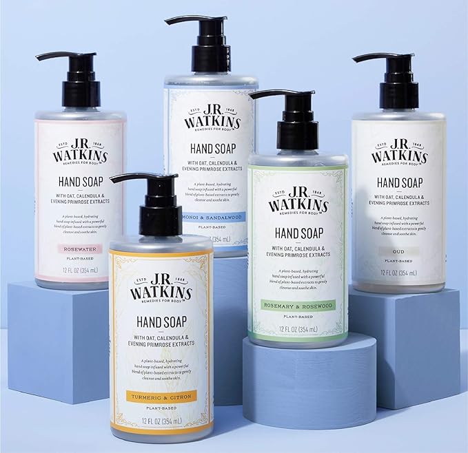 J. R. Watkins Moisturizing Gel Hand Soap, Turmeric & Citron, Plant-Based Ingredients, 12 oz Pump