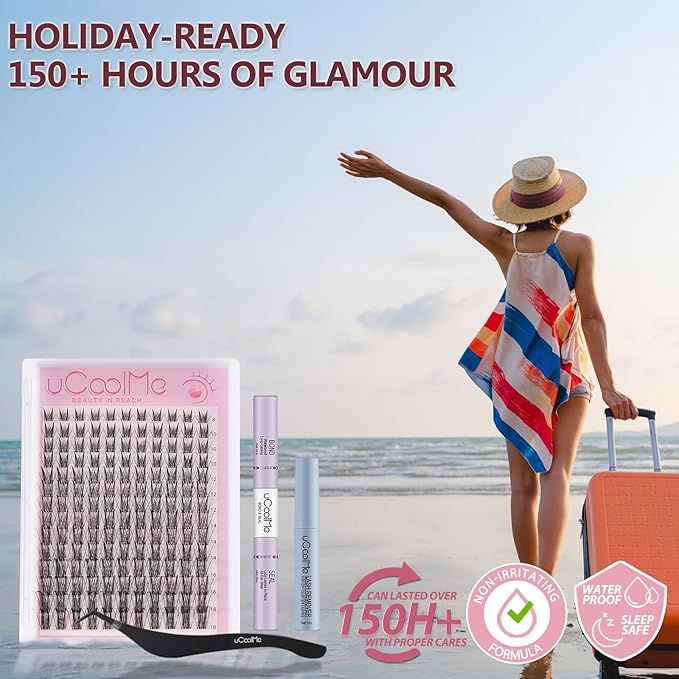 Aphrodite Lash Clusters Kit 8-18mm Wispy Natural Eyelash Clusters C Curl - WideSpan DIY Eyelash Extensions Kit Spiky Lashes Individual Fake Eyelashes Clusters Kit Ultra-Thin Invisible Lash Band