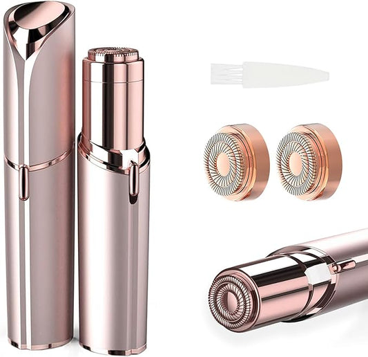 Women Facial Hair Removal Device Battery Operated with 2 Replacement Heads, Ladies Face Shaver for Peach Fuzz Upper Lip, Chin