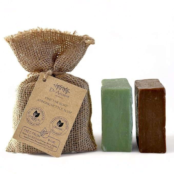 Stinging Nettle Soap + Pine Tar Soap Organic Natural Vegan Traditional Handmade Antique - Absolutely No Chemicals!
