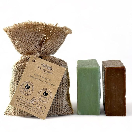 Stinging Nettle Soap + Pine Tar Soap Organic Natural Vegan Traditional Handmade Antique - Absolutely No Chemicals!
