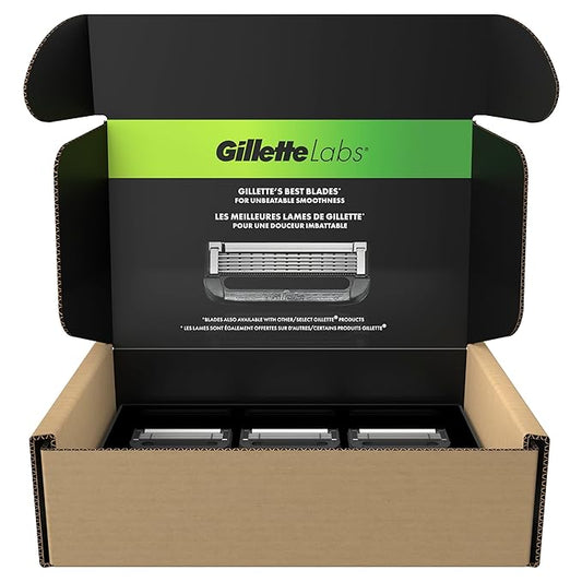 GilletteLabs Razor Blade Refills, 12ct Razor Cartridges, Razor Refills for Men Compatible with GilletteLabs Exfoliating Bar Razor and Heated Razor