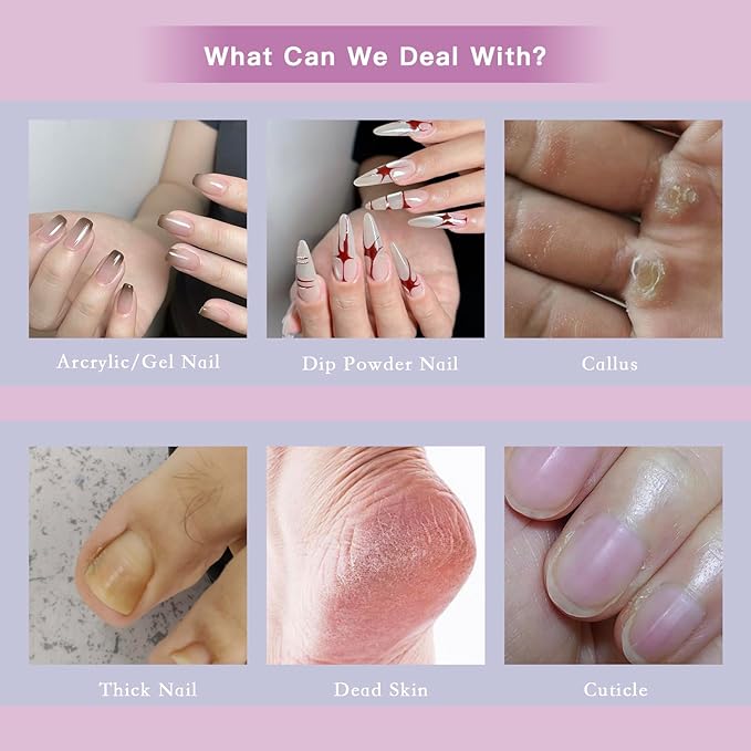 Cordless Electric Nail Drill Professional, 30000RPM Portable Nail File Machine Kit Manicure Pedicure Tools Polishing Set for Acrylic Gel Dip Powder Nails with Nail Drill Bits Sanding Bands