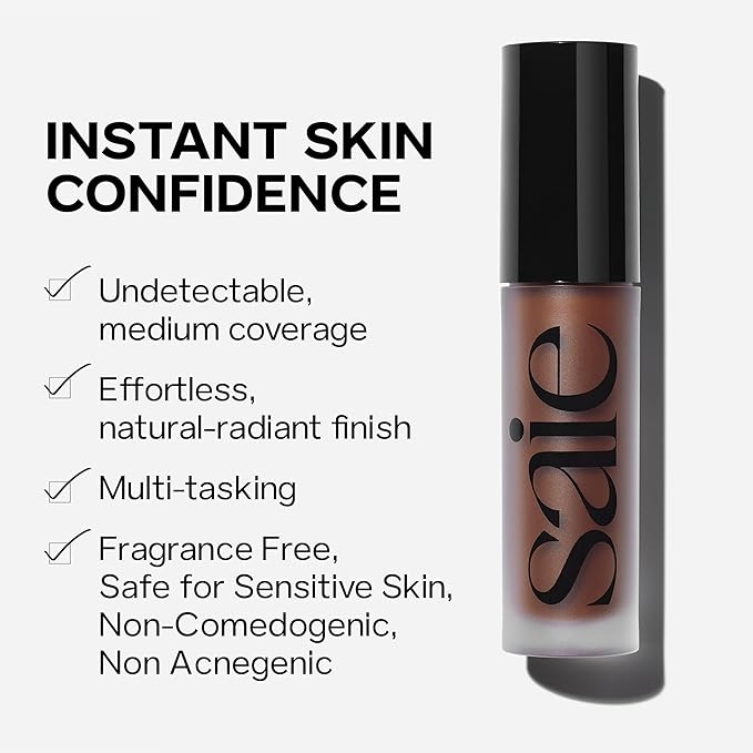 Saie Slip Tint Radiant Cream Concealer & All-Over Face Makeup - Concealer for Dark Circles, Redness & Blemishes - Lightweight Makeup Made with Hydrating Hyaluronic Acid - Shade 21 (0.17 oz)