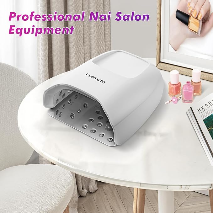Professional Cordless Rechargeable UV LED Nail Lamp with 4 Timer Setting and 126W High Power Quick Drying Nail Dryer(White)