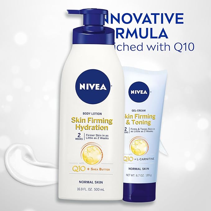 NIVEA Skin Firming Gifts for Mom, Includes Sheer Hydration Body Lotion (16.9 Fl Oz) and 6.7 Oz Skin Toning & Firming Body Gel-Cream