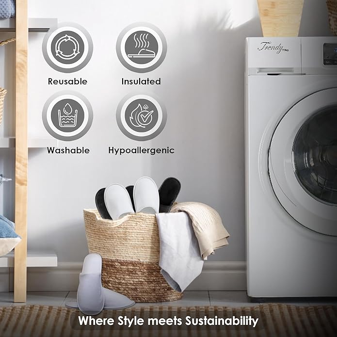 MODLUX Spa Slippers, 6-12 Pairs Cotton Velvet Closed Toe Disposable Slippers for Guests with Travel Bags, House, Indoor, Bathroom, Bedroom, Hotel, Bride Slippers