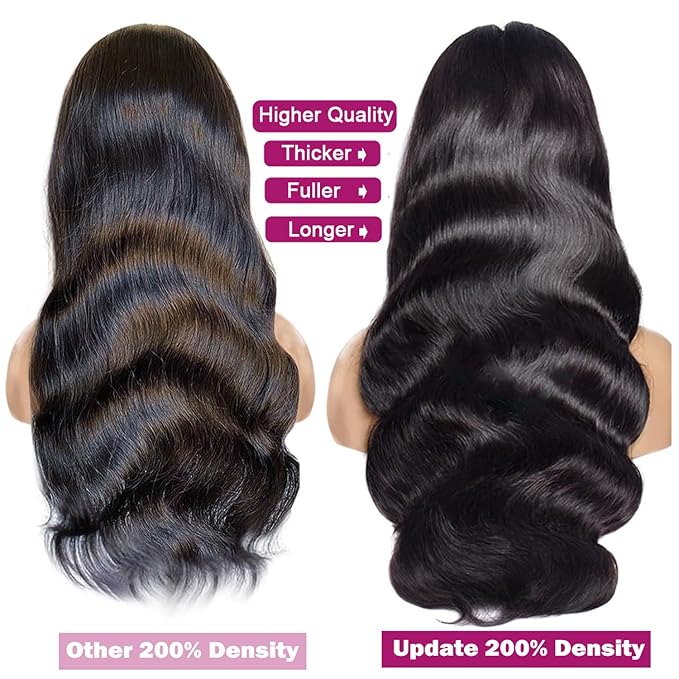 13x6 Lace Front Wigs Human Hair Pre Plucked Body Wave HD Lace Frontal Glueless Wigs 200 Density Brazilian Virgin Human Hair Wigs for Women 32 Inch