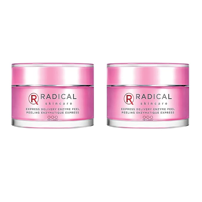 Radical Skincare Express Delivery Facial Enzyme Peel Mask Cleanser Exfoliator - Reveal Smooth, Supple, Polished Skin In Minutes | Paraben & Cruelty Free | Clinically Proven Results (1.7 oz, 2 Pack)