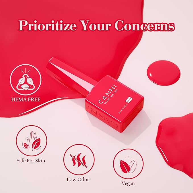 CANNI Pink Gel Nail Polish Set 6 Colors, Hot Pink Light Bright Pink Magenta Tones Craze Nail Art Design at Home DIY Soak off UV LED Manicure French Nail Salon