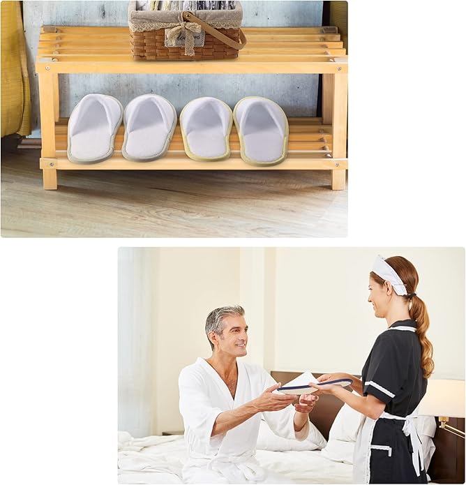 Geyoga 24 Pairs Disposable Slippers for Guests Bulk 2 Size Cotton Hotel Spa House Slippers for Graduation Wedding Party Shoeless Home Travel Individually Wrapped