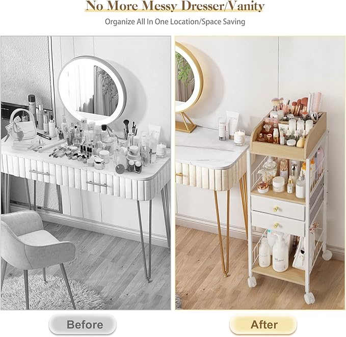 Makeup Organizer, Floor Skincare Organizers, Make Up Organizers and Storage with Drawers, Vanity Organizer Cosmetics Display Cases Holder for Skin Care Nail Polish Perfume Makeup brush Hair Tool