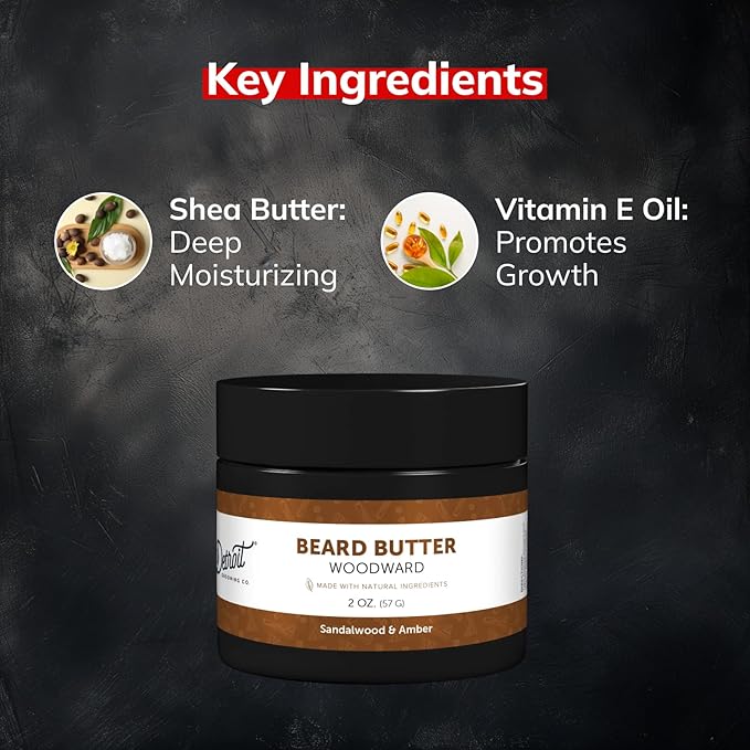 Detroit Grooming Co. Beard Butter for Men | Softens, Thickens & Hydrates with Safflower Oil & Shea Butter | Woodward Scent, 2oz