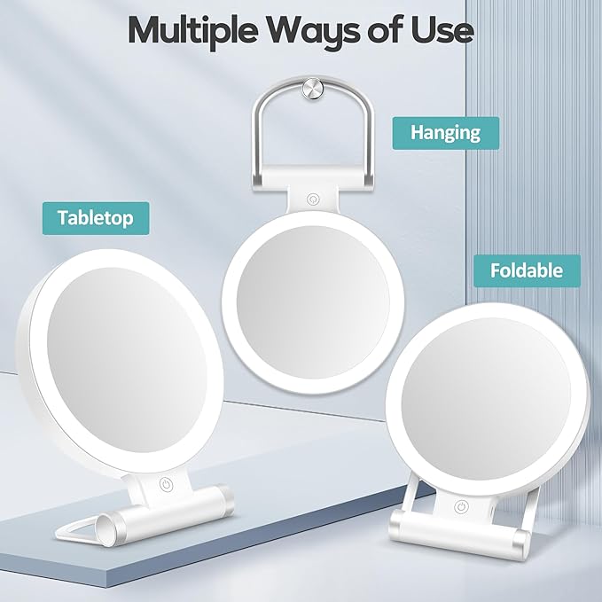 B Beauty Planet Magnifying Mirror with Light 30X, Double-Sided 1X/ 30X Magnifying Makeup Mirror with Tweezer, 2000mAh 3 Colour Modes with Adjustable Brightness,Foldable Compact Travel Mirror