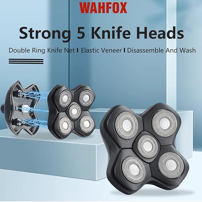 Universal 5 Blades Magnetic Head Shaver Replacement Blades Compatible with MANSCAPED The Dome Shaver 5 Blade Head Shaver Replacement Heads