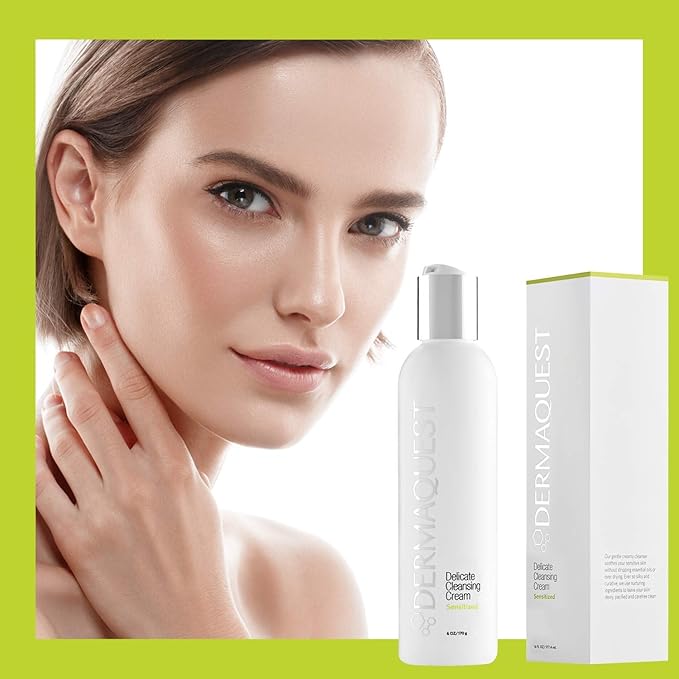 DermaQuest Sensitized Delicate Cleansing Cream - Gentle Facial Cleanser Face Wash - Infused with Green Tea Extract & Jojoba Oil - For Sensitive, Extremely Dry Skin Types (6oz)
