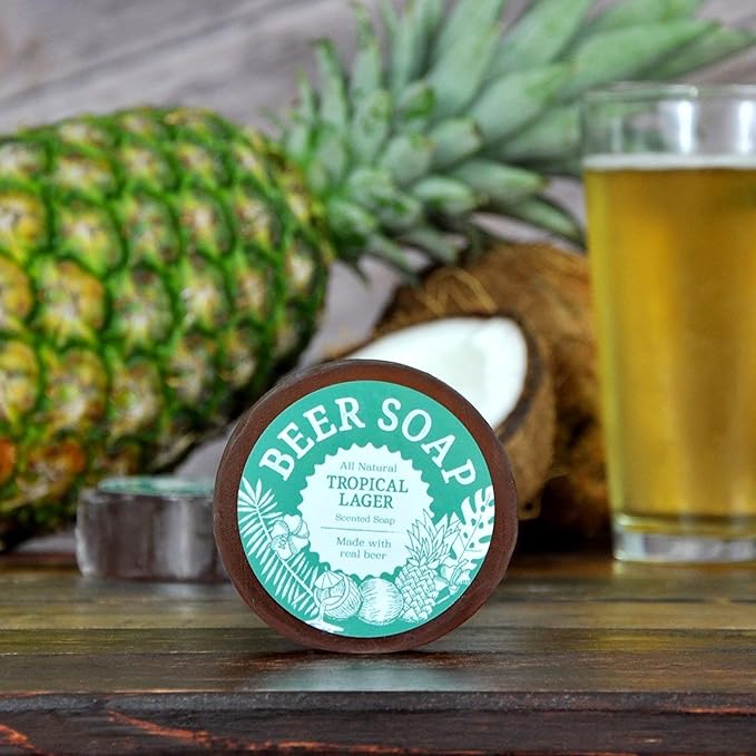 Beer Soap (Tropical Lager) - All Natural + Made in USA. Actually Smells Good! Perfect For Beer Lovers