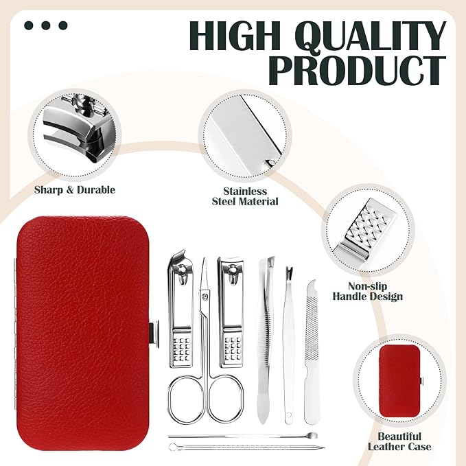 30 Sets Bulk Gifts for Women Manicure Set Bulk Professional Nail Care Kit Nail Clippers Kit 8 in 1 Stainless Steel Pedicure Set with Travel Case for Women Men(Litchi Rind Print)