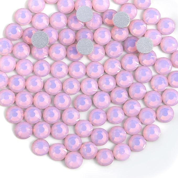 Beadsland 1440pcs Flat Back Crystal Rhinestones Round Gems for Nail Art and Craft Glue Fix, Light Rose Opal, SS6, 1.9-2.1mm