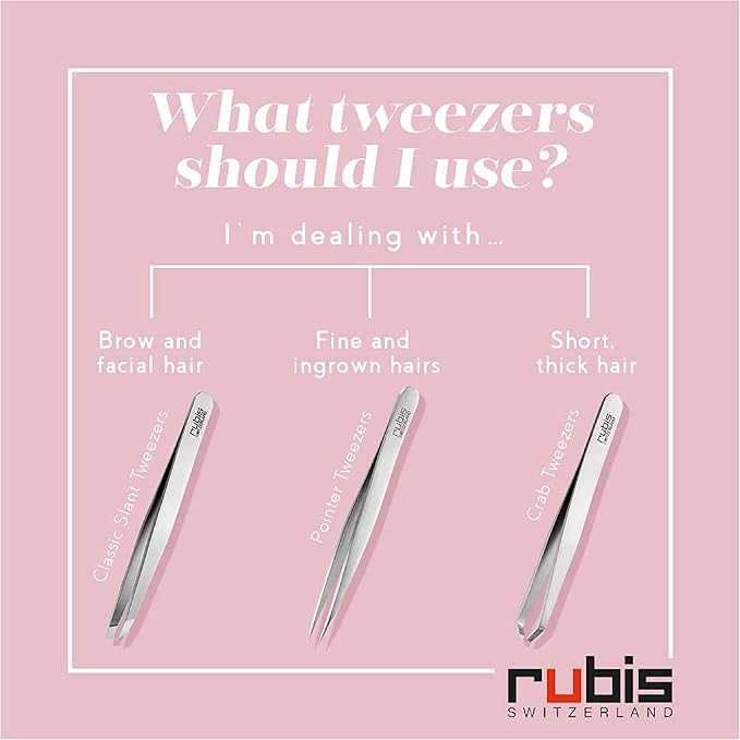 Rubis Swiss Cross Stainless Steel Pointed Tweezers for Precise Eyebrows and Hair Removal, 1K001,Rubis Switzerland Swiss Made World Renowned Precision