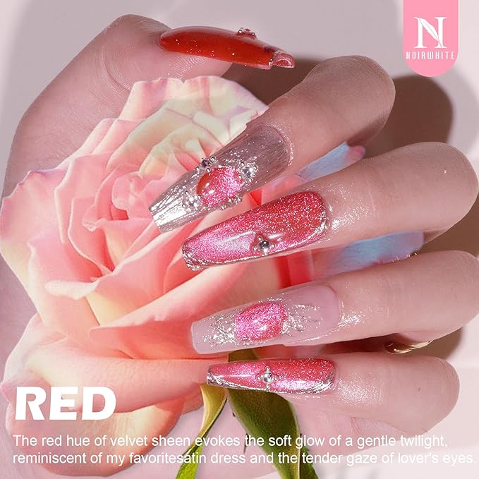 Cat Eye Gel Nail Polish Kit with UV Light，12 Colors Glitter Pink Red Purple Green Blue Gold Shimmer Colors Gel Nail Polish with Magnet Top Base Coat Nail Art Manicure Salon DIY Home Gifts