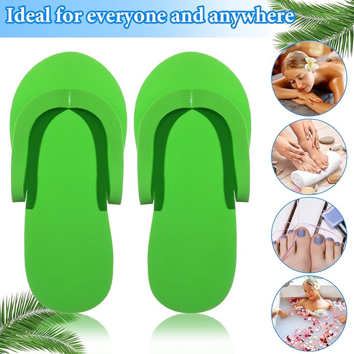 Janmercy 90 Pairs Pedicure Slippers Disposable Flip Flops Foam Sandals Bulk Spa Party Supplies for Guests Salon Nail Foot Women Men, 6 Colors, 4.53 x 10.43 Inches