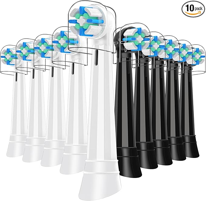 10pcs iO Replacement Heads Compatible with Oral B iO 2/3/4/5/6/7/8/9/10 Series Electric Toothbrush,IO Toothbrush Heads Compatible with Oral B iO,Medium-Hard bristles Care for Your Teeth,White/Black