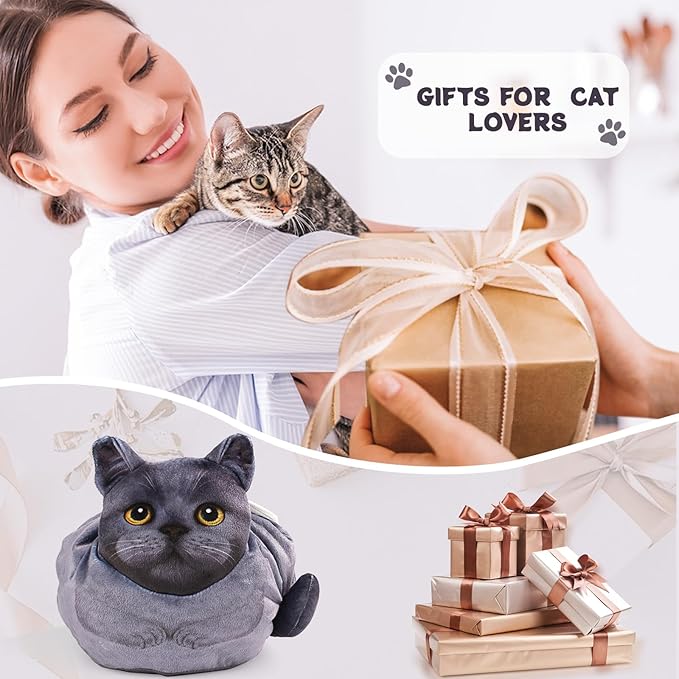 Openhaha Drawstring Makeup Organizer, Travel Cosmetic Pouch - Cat Gift for Women, Lay Flat Makeup Bag Gifts for Cat Lovers