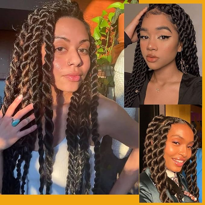 Pre-stretched Braiding Hair, Original Braid Hair Extensions, Hot Water Setting Crochet Hair Braids, Yaki Texture Easy Braiding Hair (24''-pack of 8, 4)…