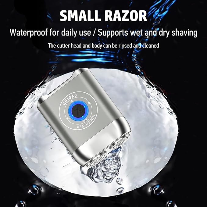 Mini Electric Shaver, 2025 New Upgrade Pocket Dual-Head Electric Shaver, Travel Portable Beard Trimmer for Men, Waterproof Mini Razor, USB C Rechargeable (Silver)