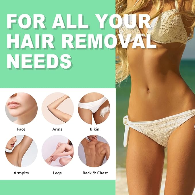 Hard Wax Beads, 1lb Unscented Stripless Wax Beans for Brazilian Waxing, Bikini, Body, Back, Chest, Leg, Armpit, Face, Wax Beads for Sensitive Skin Coarse Hair Removal from Root Women Men