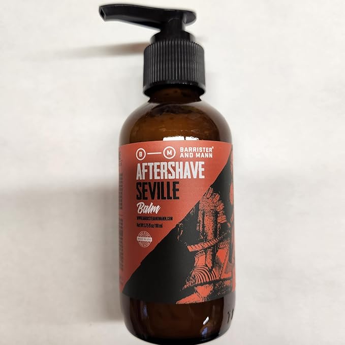 Barrister and Mann After Shave Balm for Men | Premium Post Shave Face Moisturizer Soothes for Shaving Irritation, Razor Burn Jojoba Oil Notes of Lemon, Bergamot, Rosemary, Lavender 3.75 Oz (Seville)